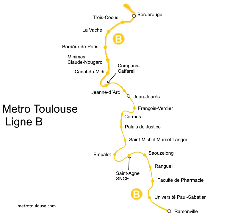 Mapa Línea B Metro Toulouse